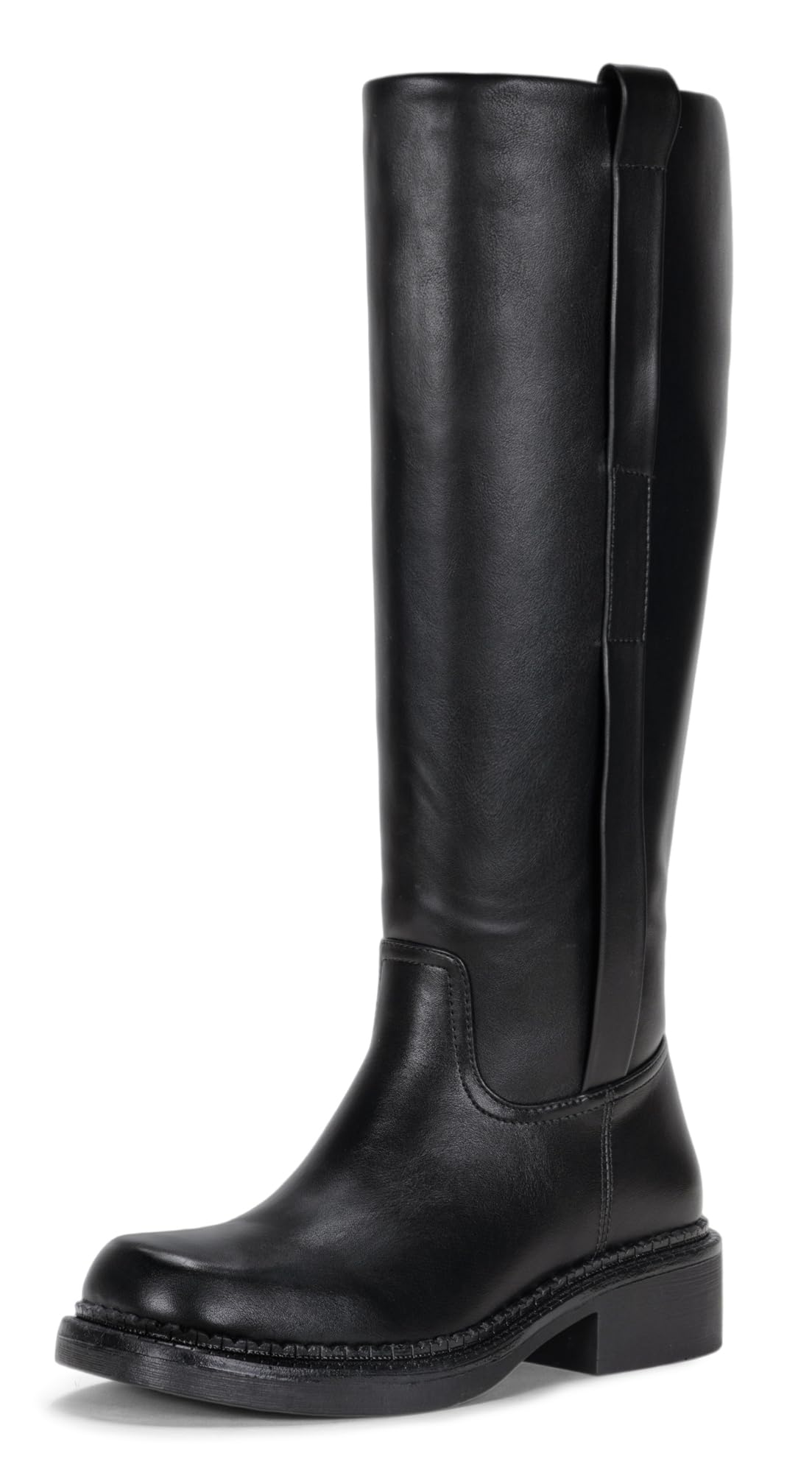 Vepose Womens Knee High Boots for Women Black Square Toe Tall Riding Chunky Low Heel Elegant Boots with