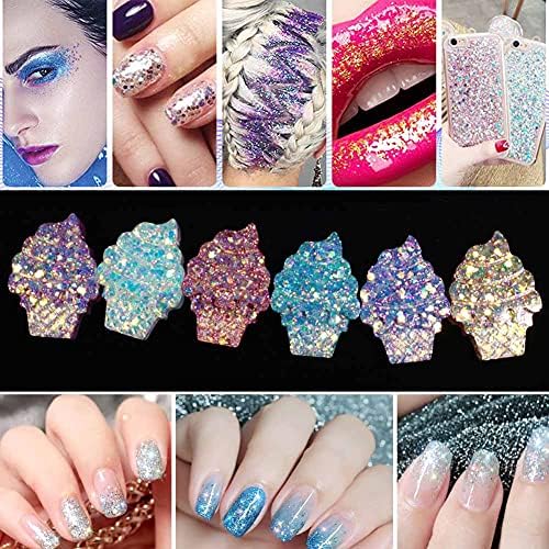 Jatidne Chunky Glitters for Resin Casting 12 Colors Resin Glitters Sparkle Resin Accessories Epoxy Glitter Craft for Wax Melts Nail Art Slime Polymer Clay Paint Decorations Fine Glitters Each 10g