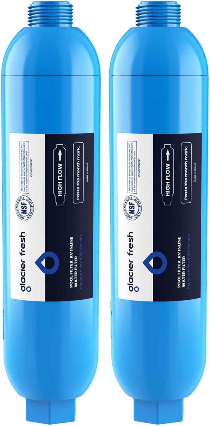 GLACIER FRESH Garden Hose End Pre-Filter for Swimming Pool, Hot Tubs, Spa, Inflatable Pool, Ponds, Greatly Reduces Bad Taste, Odors, Chlorin and Sediment, up to 8,000 Gallons, 2 Pack