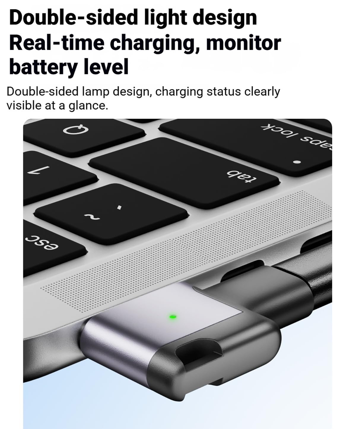 100 W PD Schnellladung USB C auf magnetischer Seitenwinkelstecker, kompatibel mit MagSafe 3, für MacBook 2021–2025 M1/M2/M3/M4/M5 (Violett-Grau, 1,5 m)