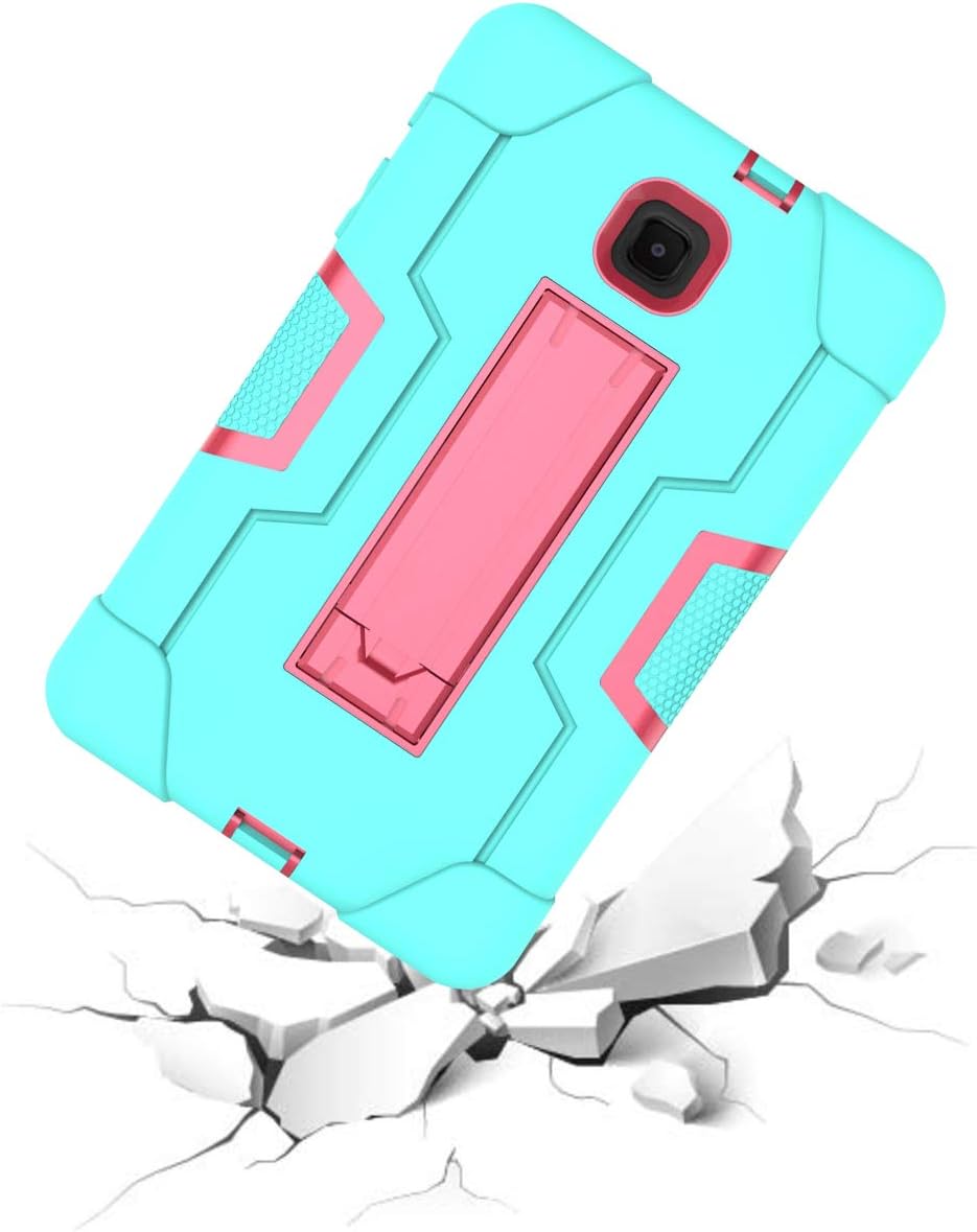 Galaxy Tab A 8.0 case 2018, Bingcok Full-Body Hybrid Shockproof Drop Protection Cover with Kickstand for Samsung Galaxy Tab A 8.0 2018 Model SM-T387 Verizon/Sprint/T-Mobile (Aqua+Rose)