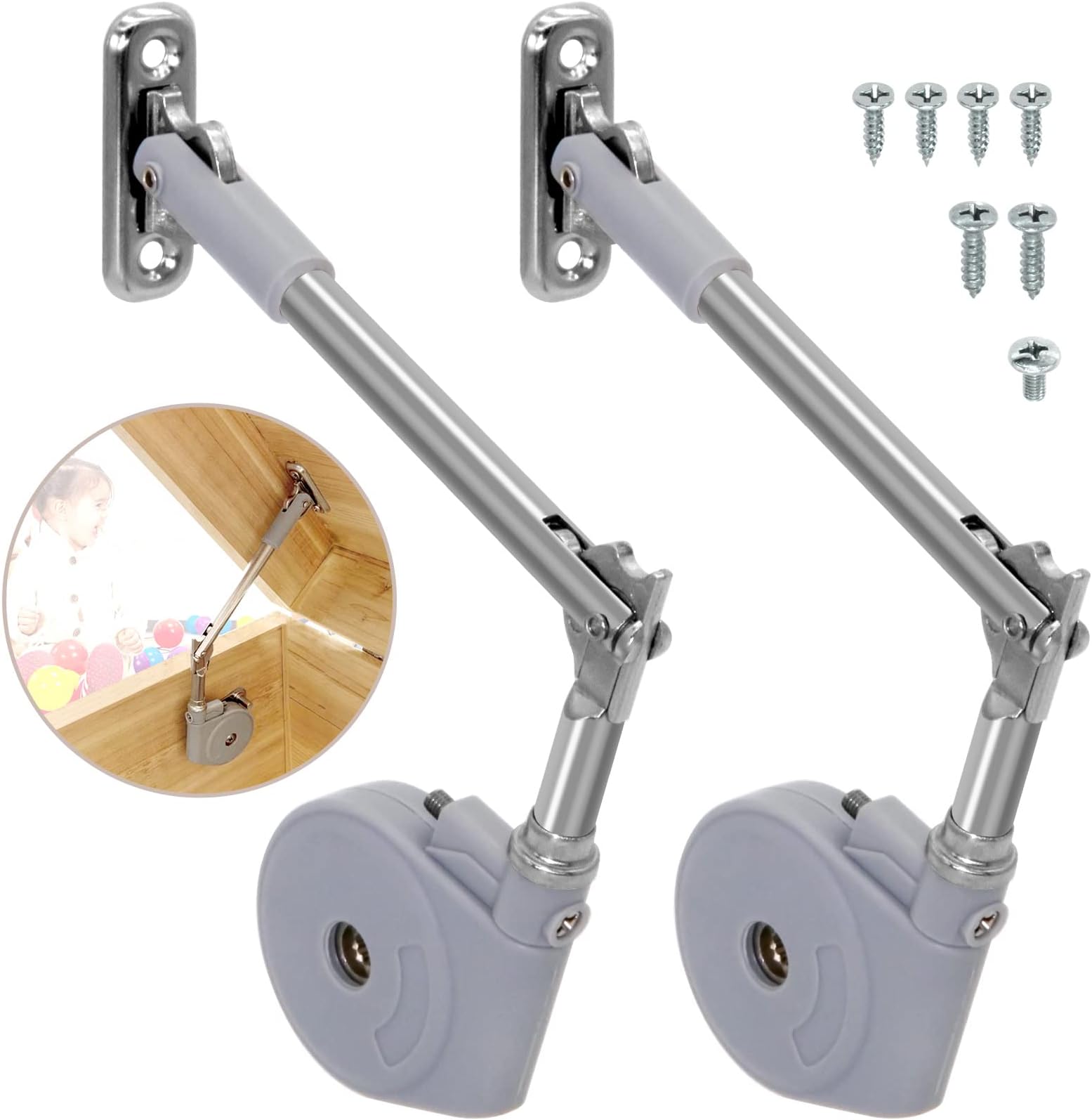 Morinbo Toy Box Hinges Soft Close, Lid Support 90 Degrees Open, Lid