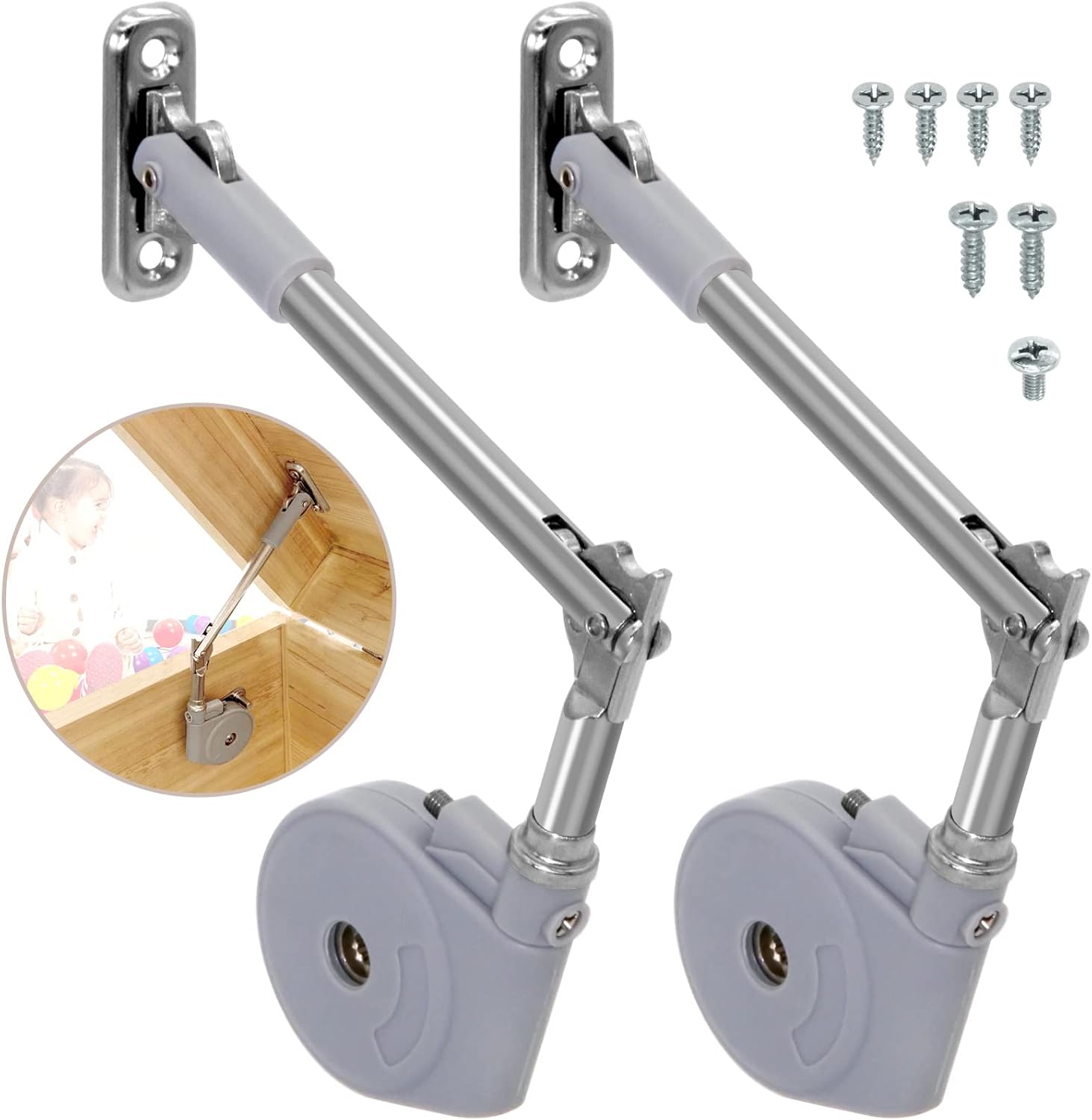 KOMOHOM (2PCS) Toy Box Hinges Soft Close Lid Support Hinges for Toy Box