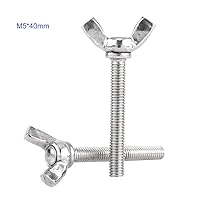 Vista 4 de Paquete de 5 pernos de ala métrica M5, tornillos de mariposa de acero inoxidable 304 sujetadores de máquina (M5 x 1.575 in)