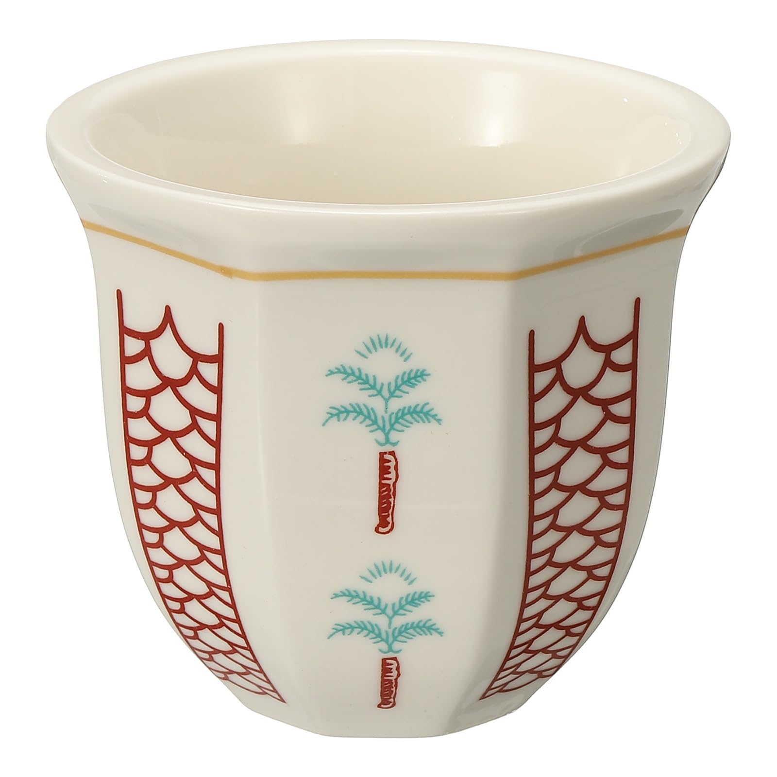 sourcing map Arabic Coffee Cup, 8.5 oz Ceramic Tea Cups Espresso Coffee Mug for Latte Cappuccino Milk Office Home Party Gifts, (White/Red, Style E)
