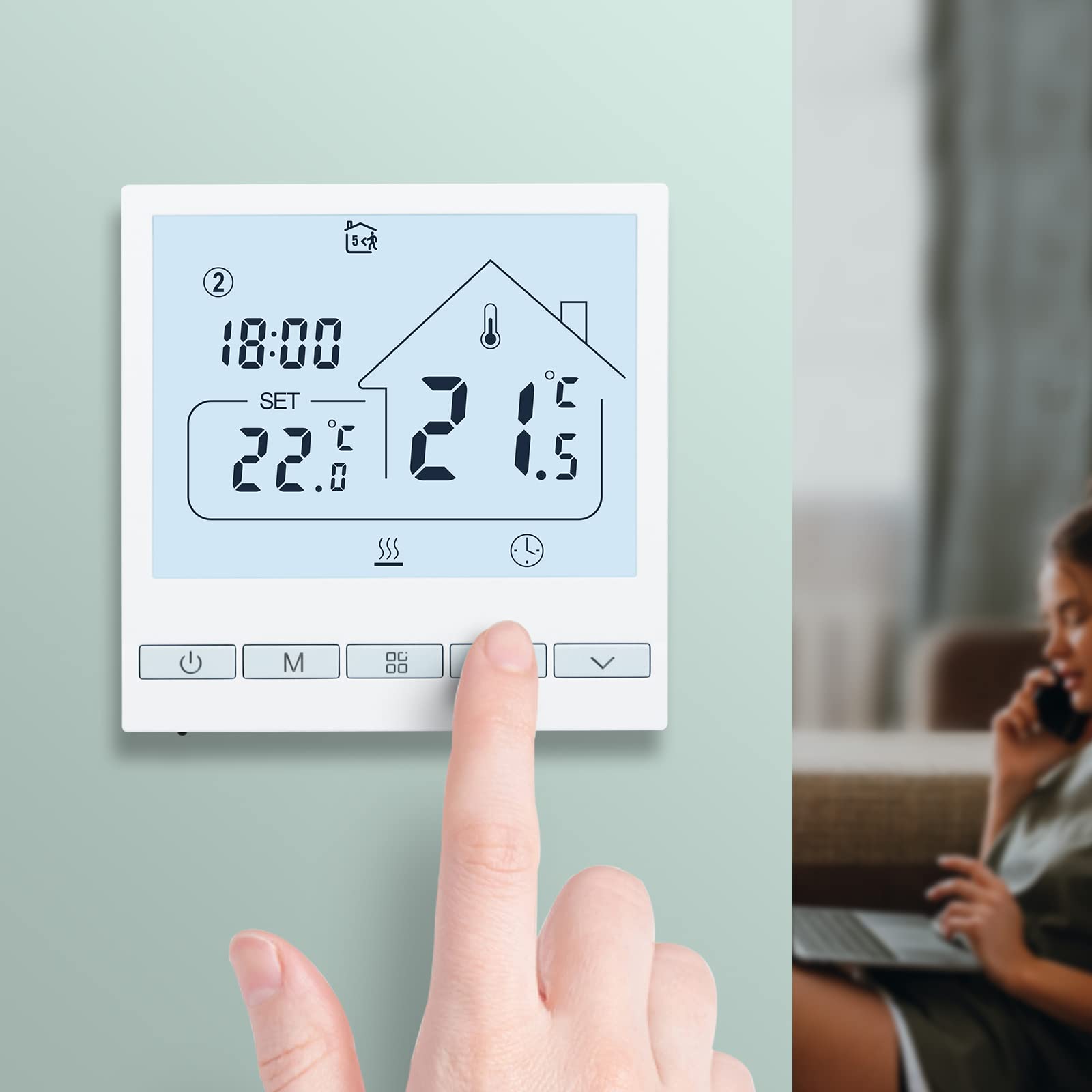 Beok Termostato de calefacción termostato de habitación programable termostato de Pared Digital para calefacción de Agua calefacción por Suelo Radiante 3A TOL47WP
