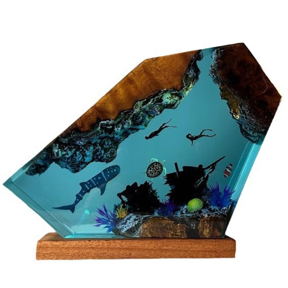 Citywalk Undersea Resin Lamp Whale Turtle Human Diving Night Light Home Gift Office, Desk Bedroom Decoration Night Light
