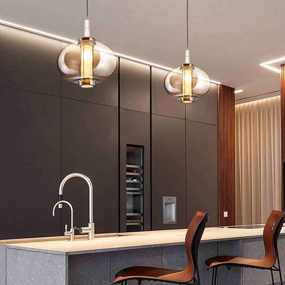 Nowoczesna jednogłowicowa podstawa żyrandola E27, metalowa szklana lampa wisząca w stylu nordyckim, kreatywny okrągły szklany abażur wiszący i barowe dekoracje balkonowe Made in China
