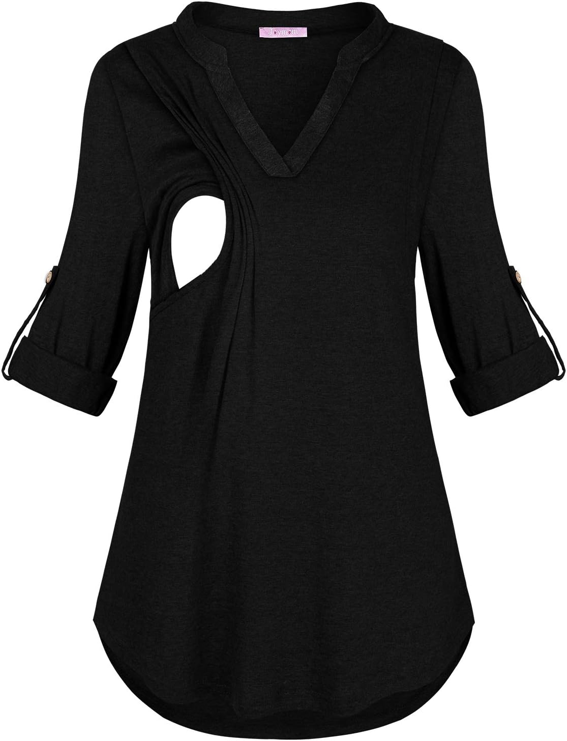 Joymom Maternity Rolled Long Sleeve Nursing Tops Tunic Blouses Breastfeeding