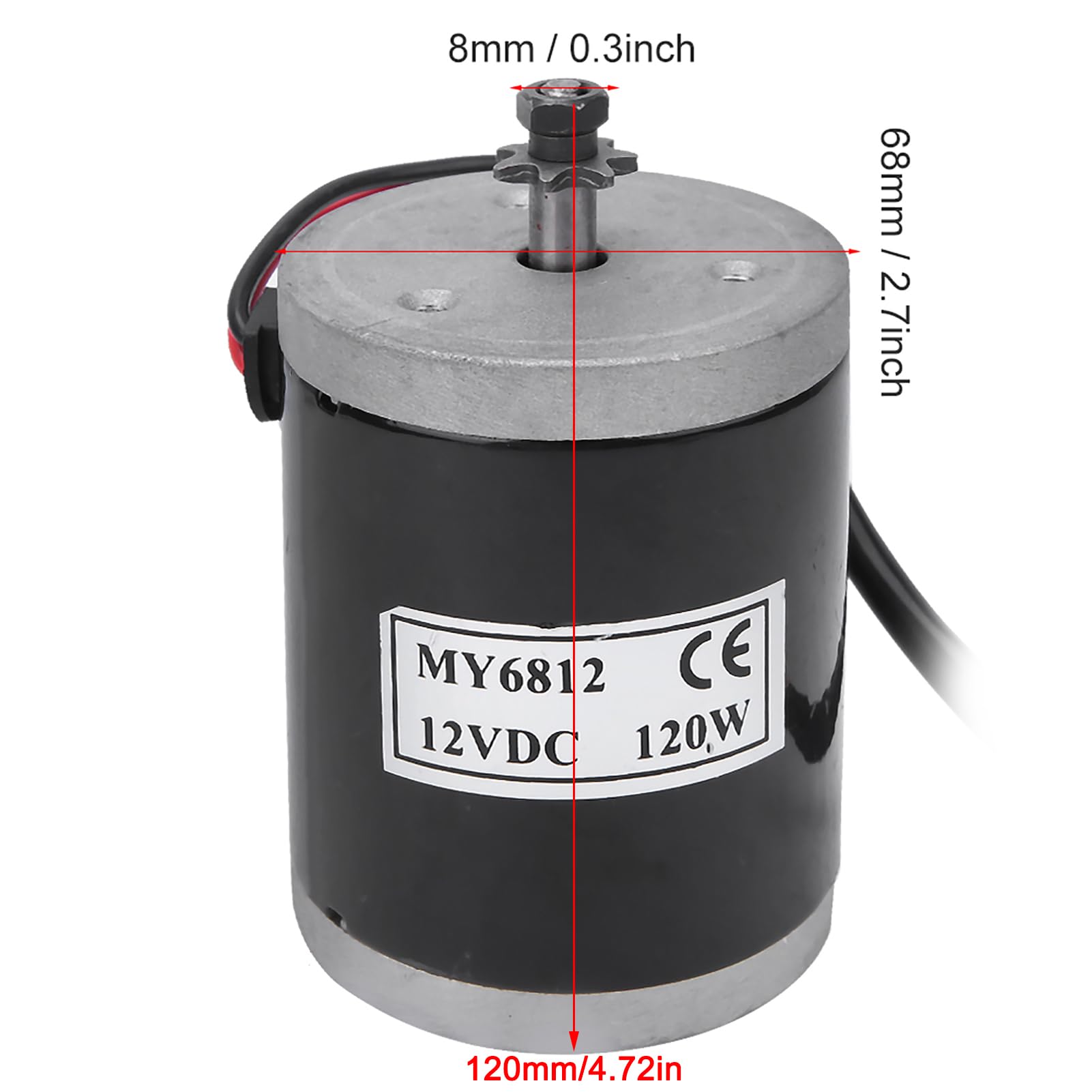 Klanata MY6812 12V 120W Brushed Motor, High Speed with Belt Pulley, Electric Scooter and E Bike Accessory