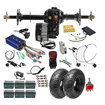 72V 1500W Brushless DC Motor Kit with 30" Differential Rear Axle, Wheels, Battery- Complete Set for Go Kart Golf Cart ATV Quad Electric Vehicles and Heavy Electric Tricycles