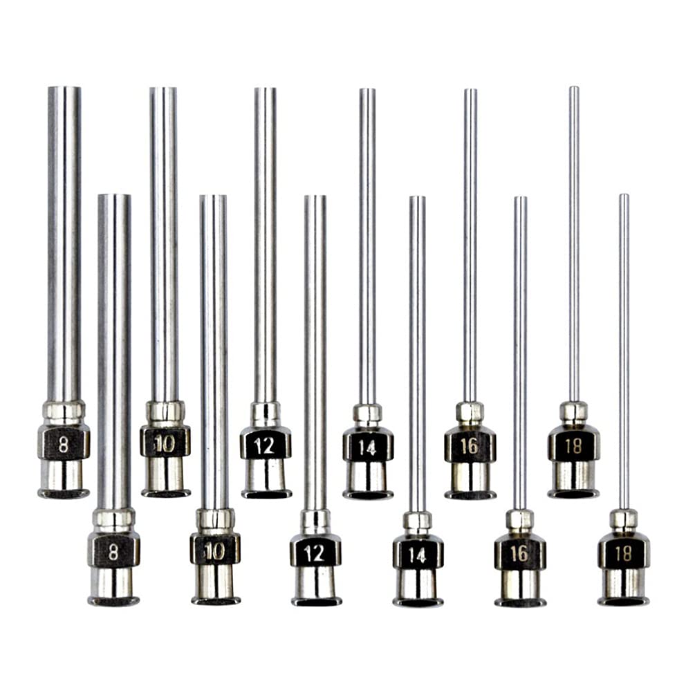 Balacoo12pcs Dispensing Needle Set Stainless Steel Precision Blunt Tip Luer Lock