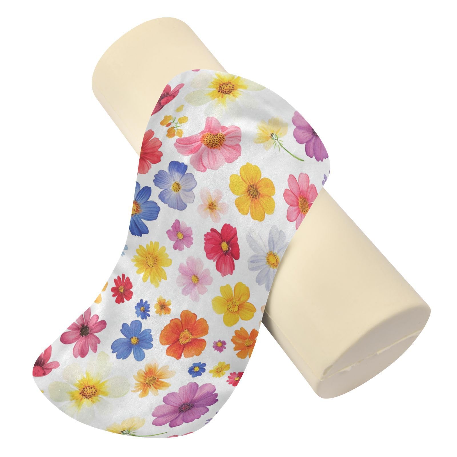 miaozhen Peru Cantuta Beauty Flowers Memory Foam Neck Roll Pillow Round Pillows for Couch almohada para columna 5.5''x17''