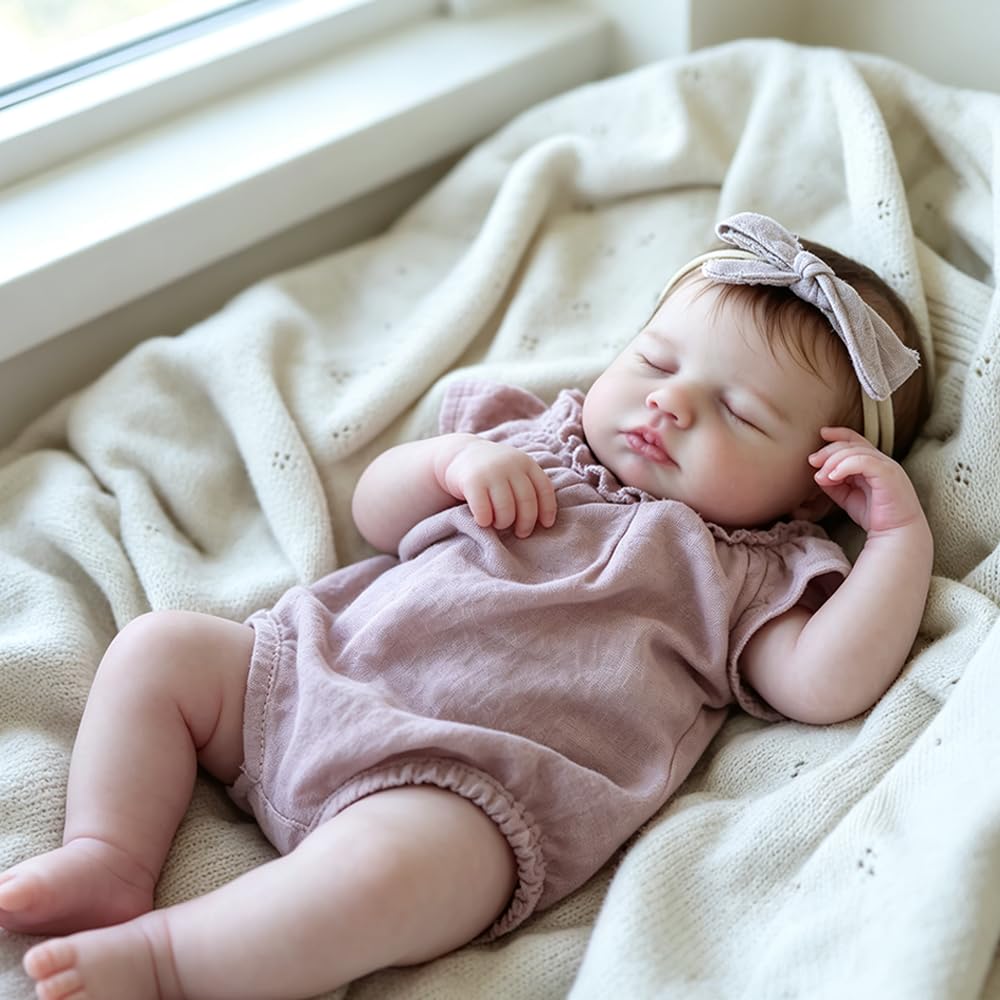 Reborn Bambola Neonata Realistica 20 Pollici Bambole Reborn Bambina 50cm Addormentata Occhi Chiusi Silicone Vinyl Corpo Cotone Giocattolo Regalo Per Bambini A Partire Da 3 Anni