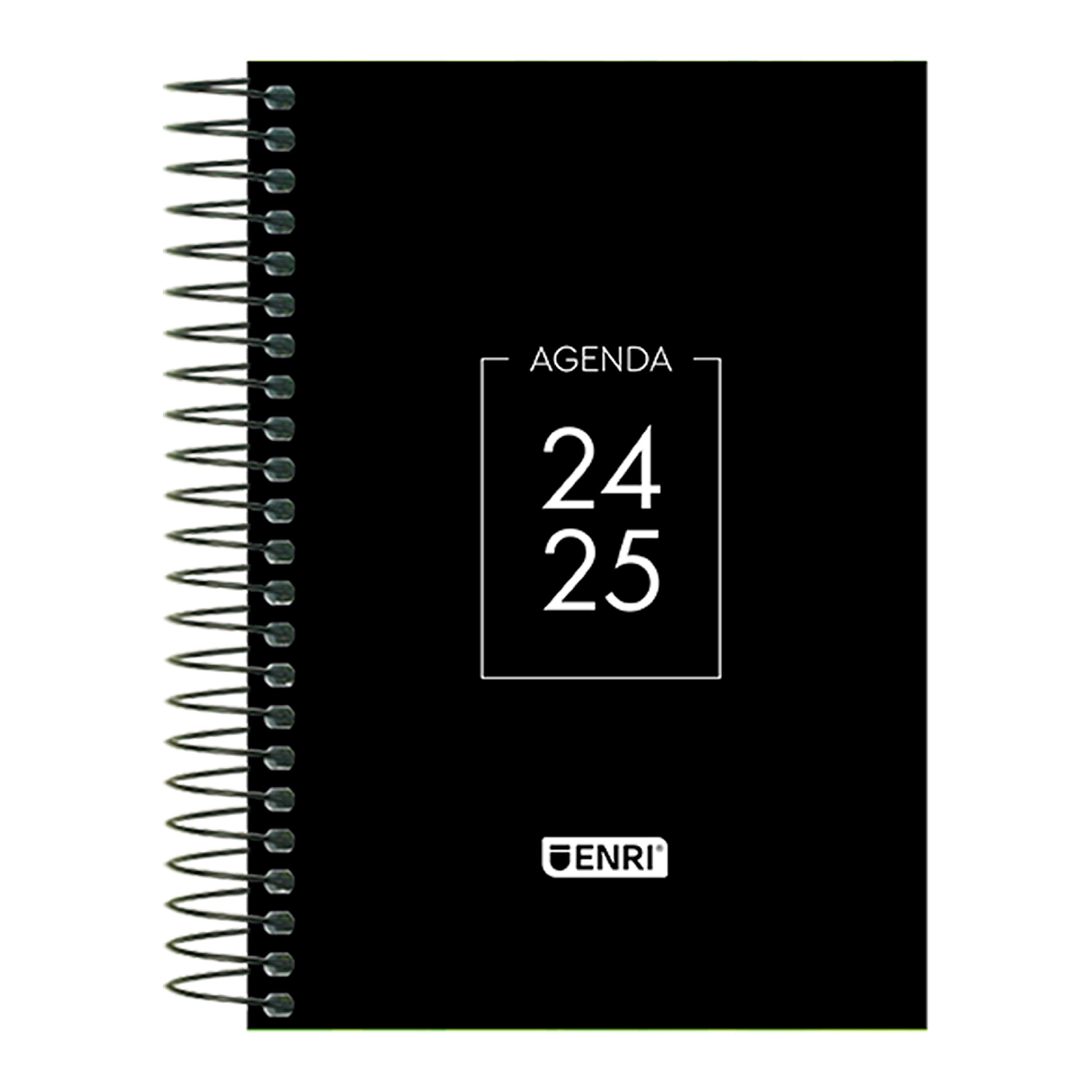 Enri, Agenda 2024 2025 Día Por Página, Tapa Extradura, 12 x 18 cm, Español, Color Negro