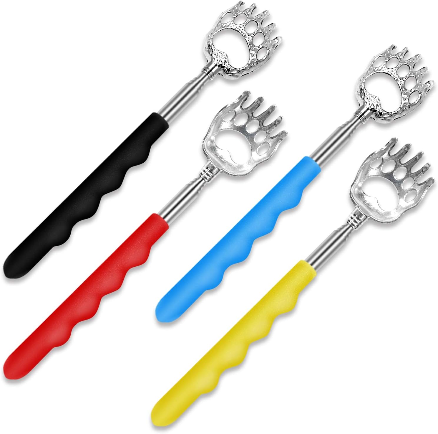 Back Scratchers, VIMVIP Bear Claw Telescoping Back Scratcher Metal Extendable Back Scratcher with Softer Handle for Adults Women Men (4 Pack)