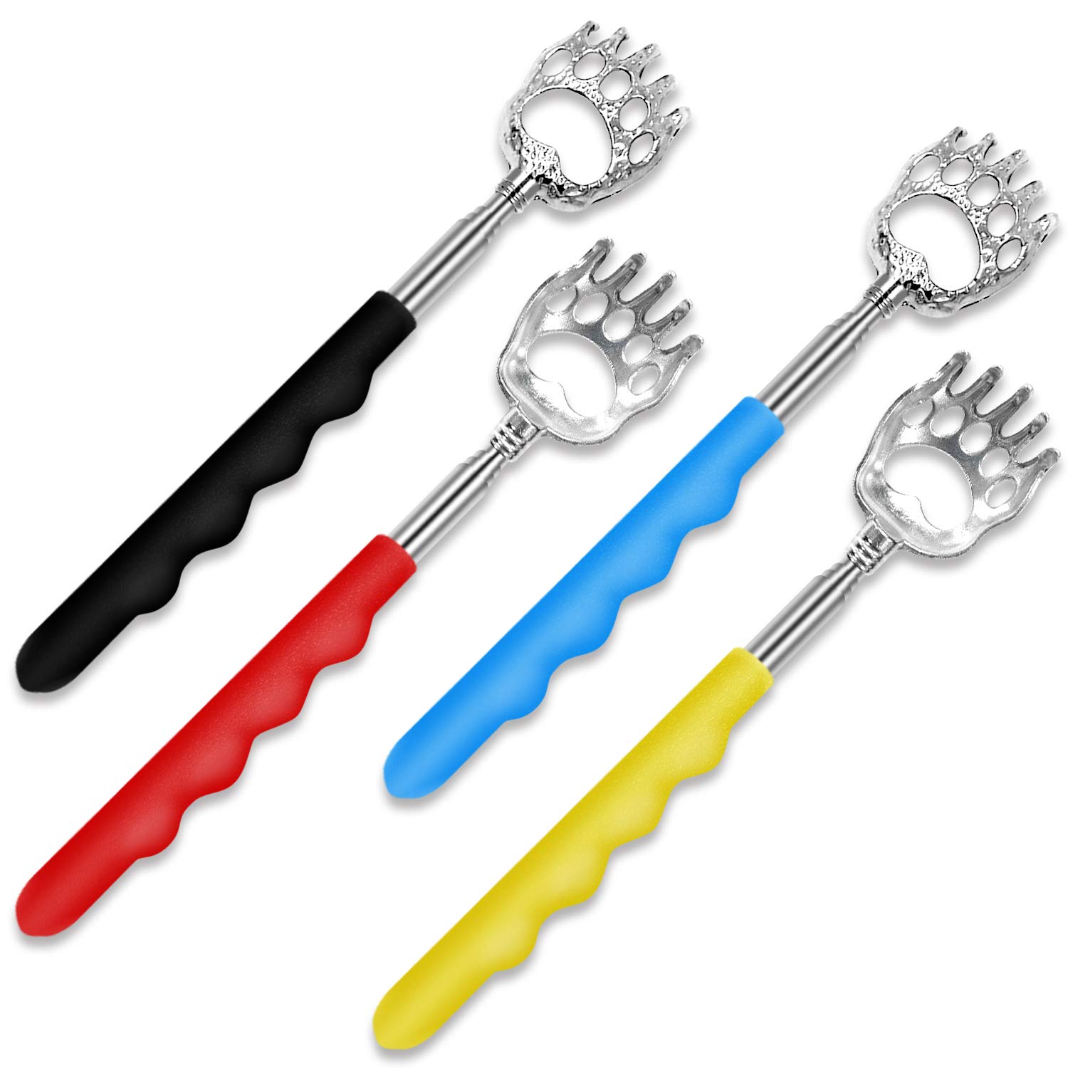 Back Scratchers, VIMVIP Bear Claw Telescoping Back Scratcher Metal Extendable Back Scratcher with Softer Handle for Adults Women Men (4 Pack)