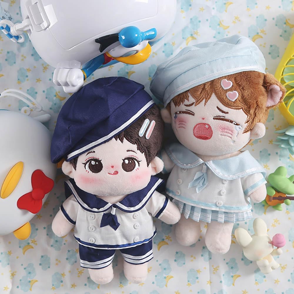 niannyyhouse 15cm 20cm Plush Doll Clothes Hat Shirt Pants Sailor Outfit Soft Stuffed Toy Dressup (Navy Blue-15cm)