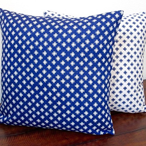 Artisan Pillows 20inch Geometric Crosshatch Indigo Blue