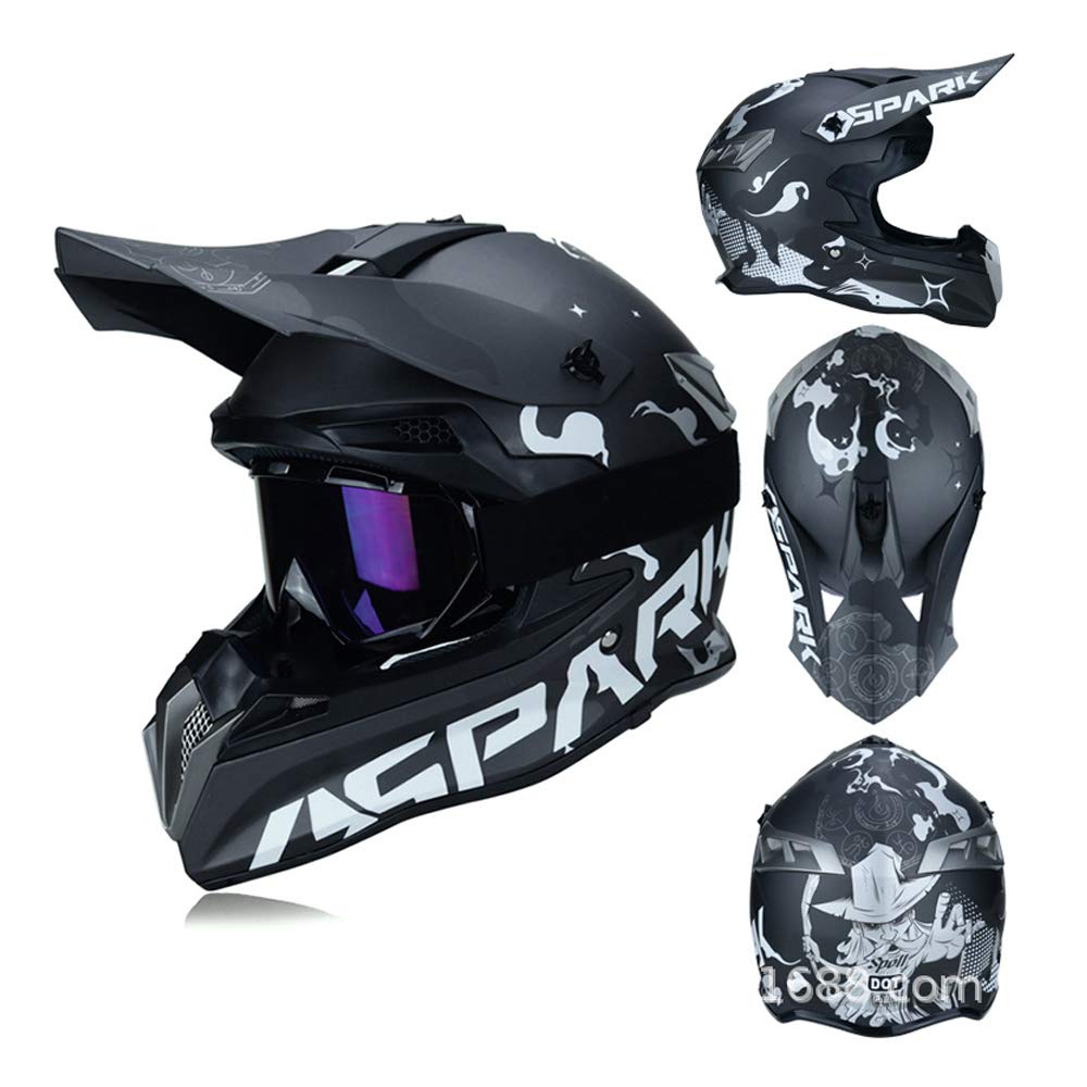 MTB Motorrad Helm Set Kinder - Integralhelm Mit Brille & Handschuhen