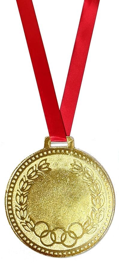 ABB Ropes & Niwars Heavy Gold Medal with Ribbons for Kids Competitions Durable Award Medals with Long V Neck Ribbon Ideal for School Events Sports Day Classroom Rewards Olympics Games, 5cm - Pack of 6-picture-13