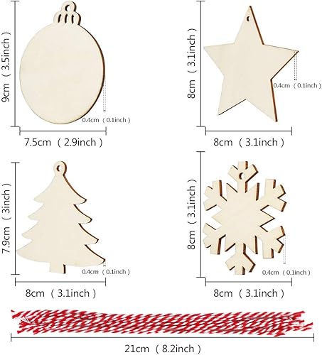 Miniatura 2 de OurWarm - Adornos de madera de Navidad sin acabado con agujeros para hacer tu mismo, manualidades para niños, centros de mesa festivos, ornamentos