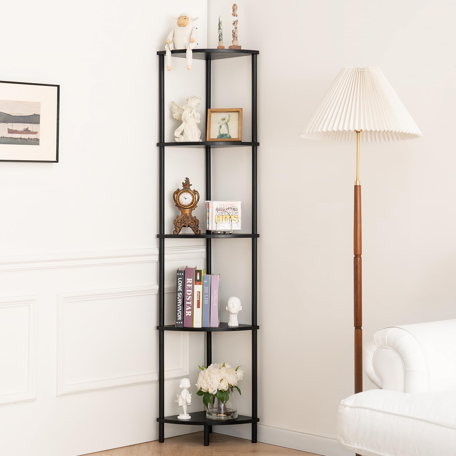 Yoobure Corner Shelf - 5 Tier Bookshelf -9