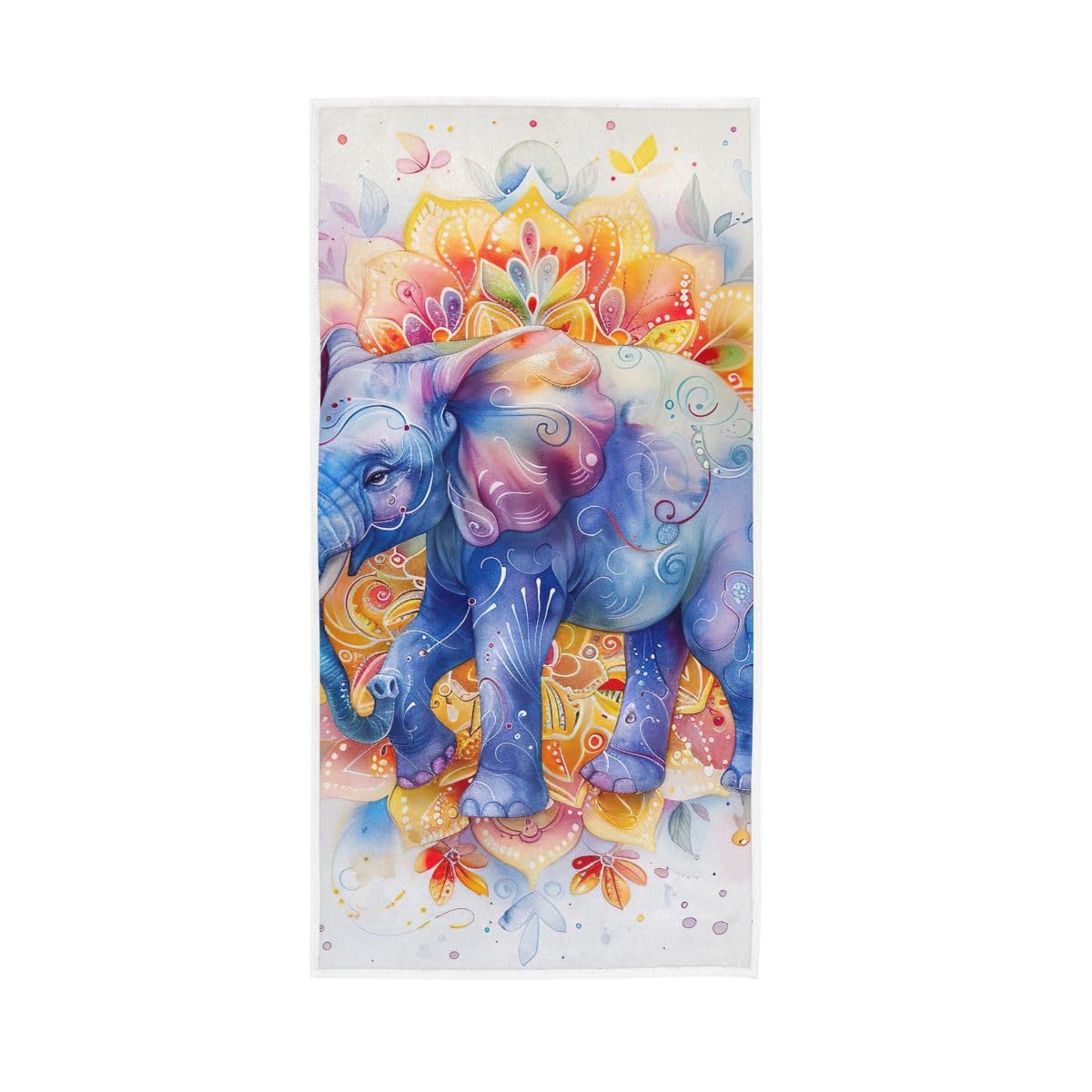 HUYGD Mandala Boho Elephant Hand Towel, Multipurpose Decorative Towels for Bathroom, Gym, Hotel, Spa 15 x 30 Inches