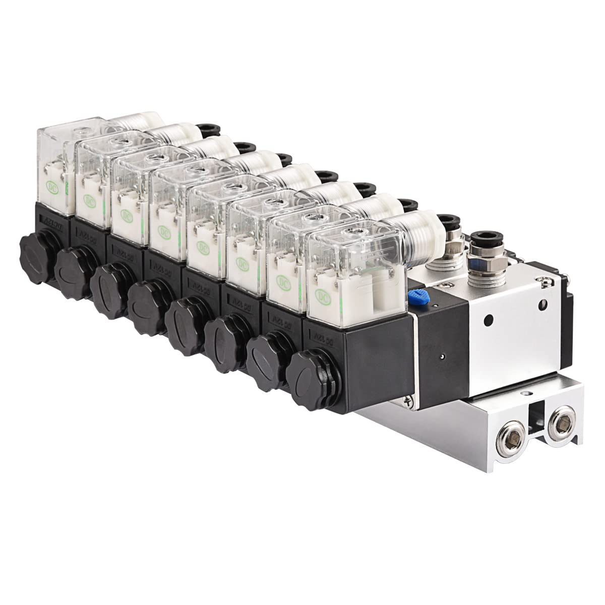 Heschen Elektryczny pneumatyczny zawór elektromagnetyczny 8, 3V210-08, DC12V, PT1/4'', 3/2-drożny, zestaw szybkozłączki do podstawy kolektora