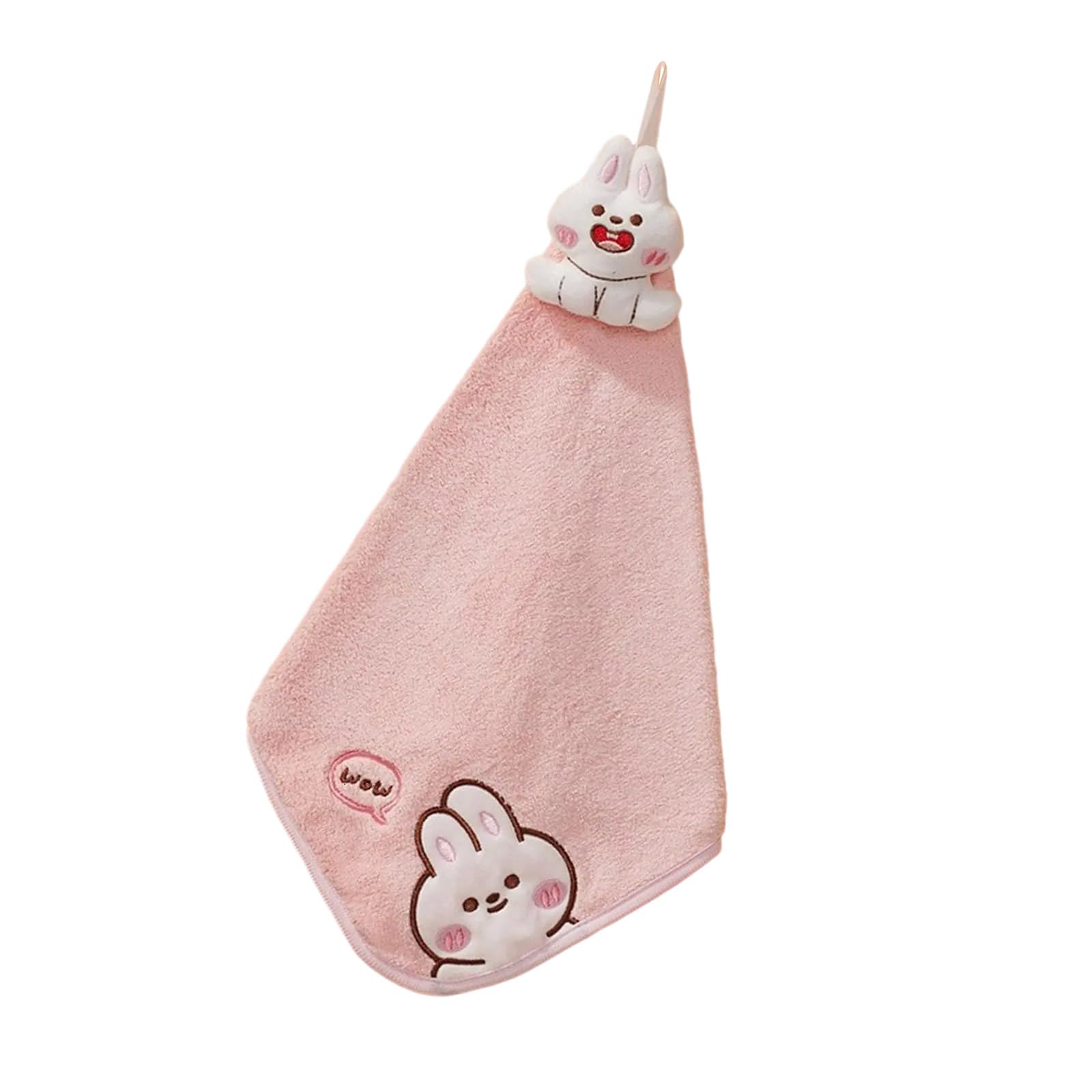 Buxuaaaa Cartoon Animal Towel Corals Velvets Hanging Nonshedding Bath Towel Strong Water Absorption Small for Bathroom Animal Hand Towels