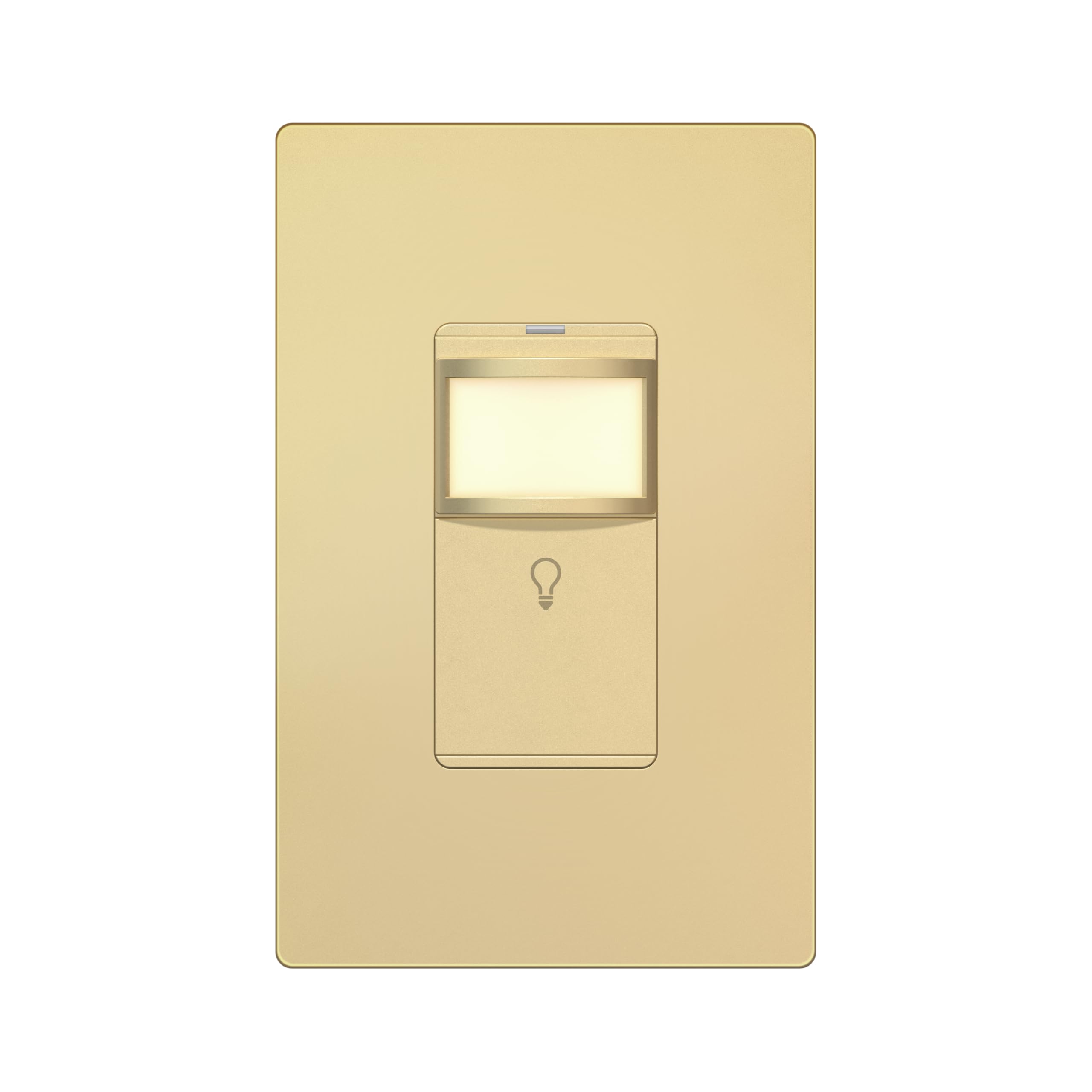 LIDER Interruptor de sensor de movimiento PIR con luz guía LED, cobertura de 1200 pies cuadrados, sin neutro, requiere tierra, retardo de tiempo ajustable, certificación UL, placa de pared sin