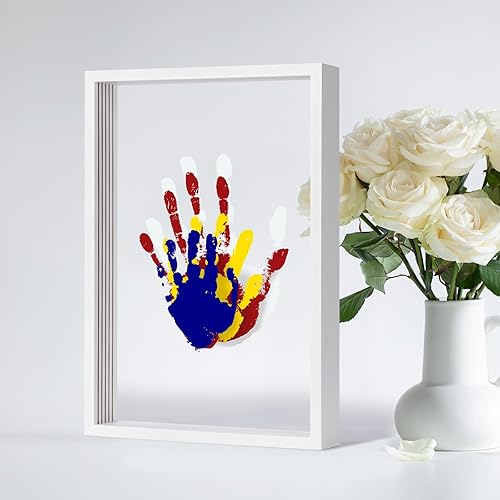 Miniatura 2 de Kit de huellas de manos familiares transparentes  Regalos para nuevos padres, regalos familiares  Marco de madera de recuerdo hecho a mano  5