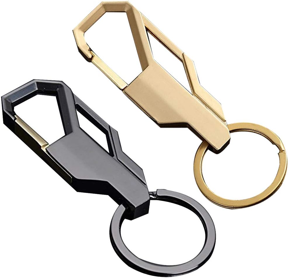 Car Key Chain TimeLogo Clip Stitch Cool Ring Hook Key Ring Business Gift for Men (Gray&Gold)