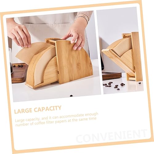 Miniatura 4 de UPKOCH Caja de almacenamiento de papel de café Soporte de cono Accesorios de limpieza Soporte de madera Soporte de papel de filtro de café Soporte