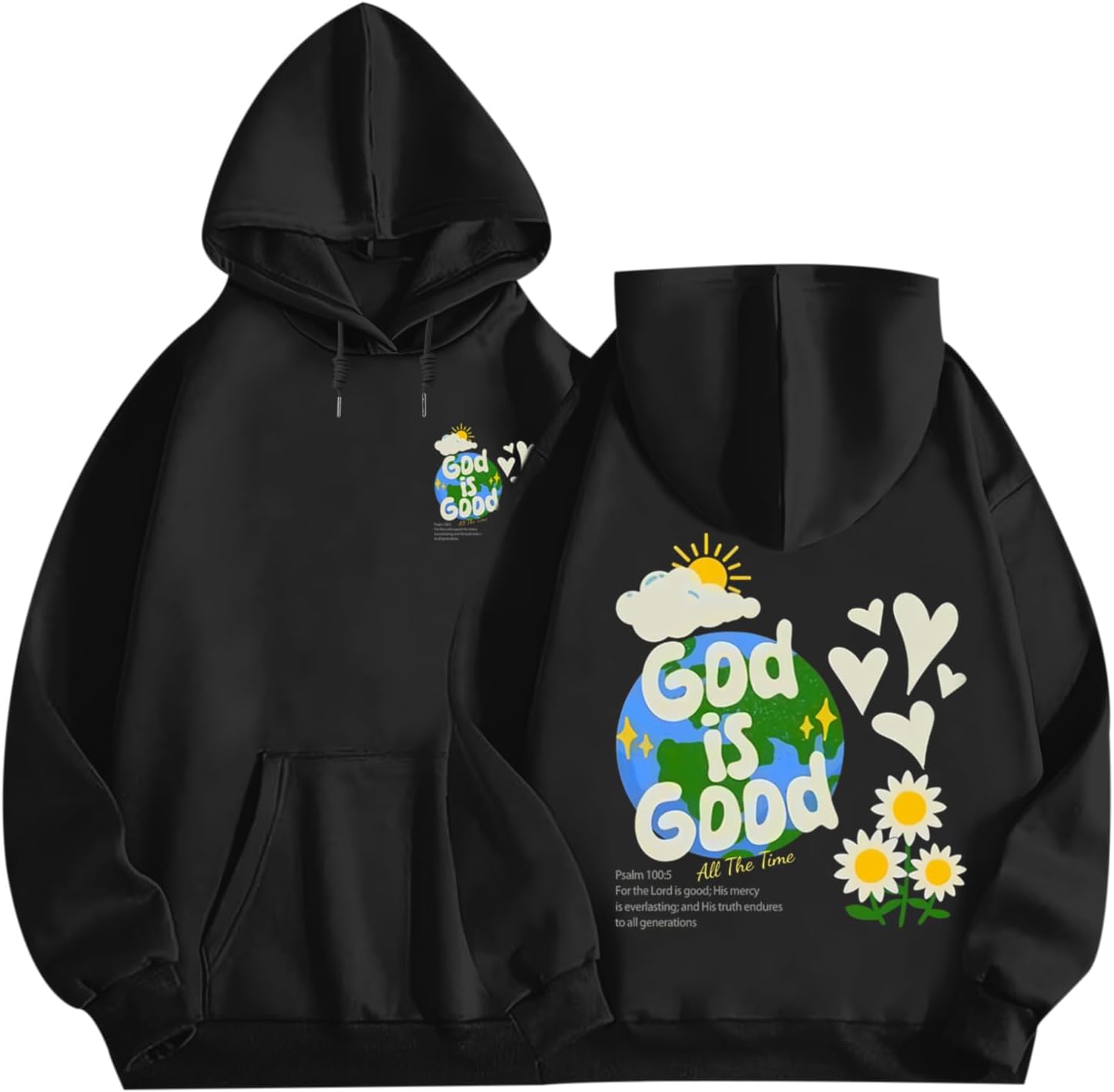 Christian Jesus Hoodies for Men God is Good Bible Verse Sweatshirt Inspirational Graphic Flower Religious Hoodie - Image 5