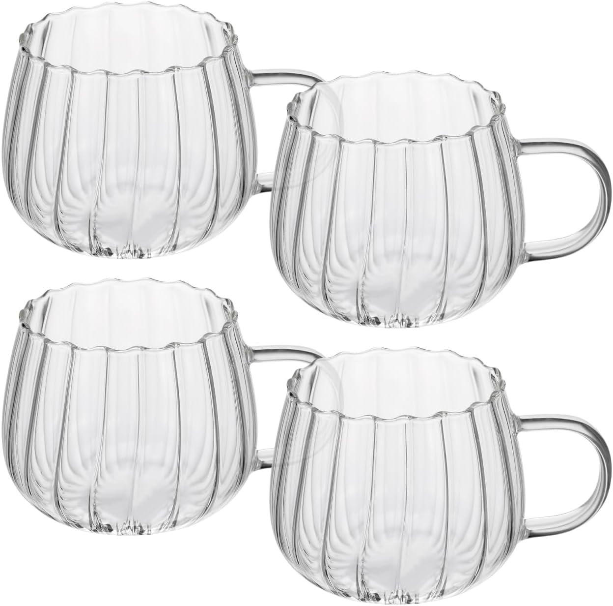 UPKOCH 4 Pcs Glass Pumpkin Cups-The Office Decor Drink Garnish Juice Glass-Beverage Glass Cup,Tea/Water/Soda Glass Cup,Creative Coffee Mug for Milk,Household Soup Cup