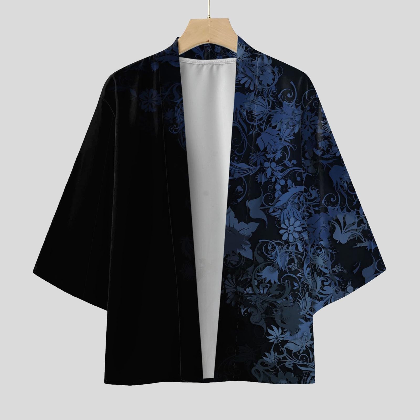 Kimono Giapponesi, Giacche Haori in Stile Cinese, Maniche a 3/4, Cappotto Aperto sul Davanti, Kimono Primavera-Estate Yukata Capispalla Cardigan Uomo Cotone Cardigan Harajuku Kimono Camicia Uomini