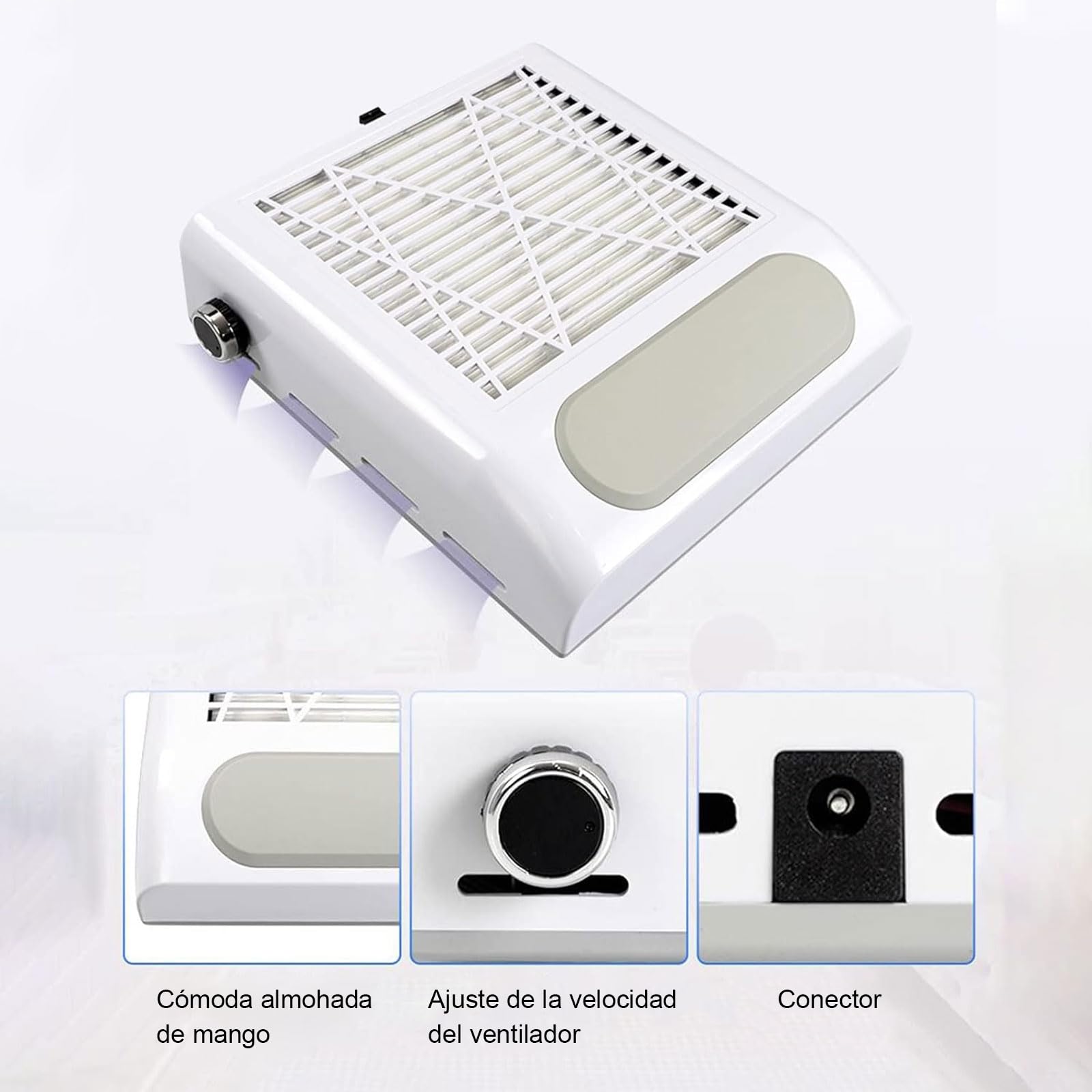AISEELY 80W Aspirador Polvo de Uñas, Aspirador de Uñas de Manicura Profesional con 1 Filtro Reutilizables, Aspirador de Mesa Potente de Velocidad Ajustable para Manicura en El Salón O en El Hogar