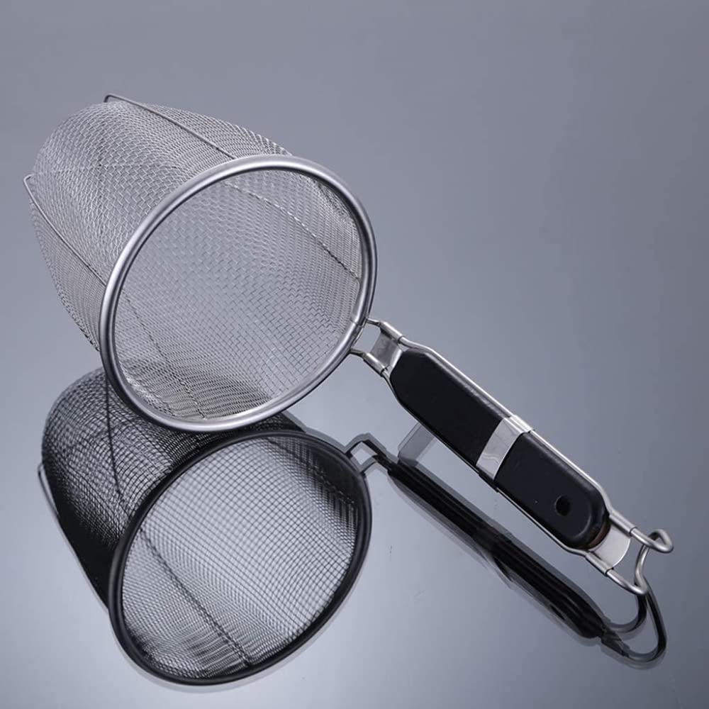 Cuchara de Filtro de Alimentos fritos Cesta de tamiz Inoxidable con Mango Utensilio de Cocina Colador de Fideos Colador Grande para Uso doméstico-14CM