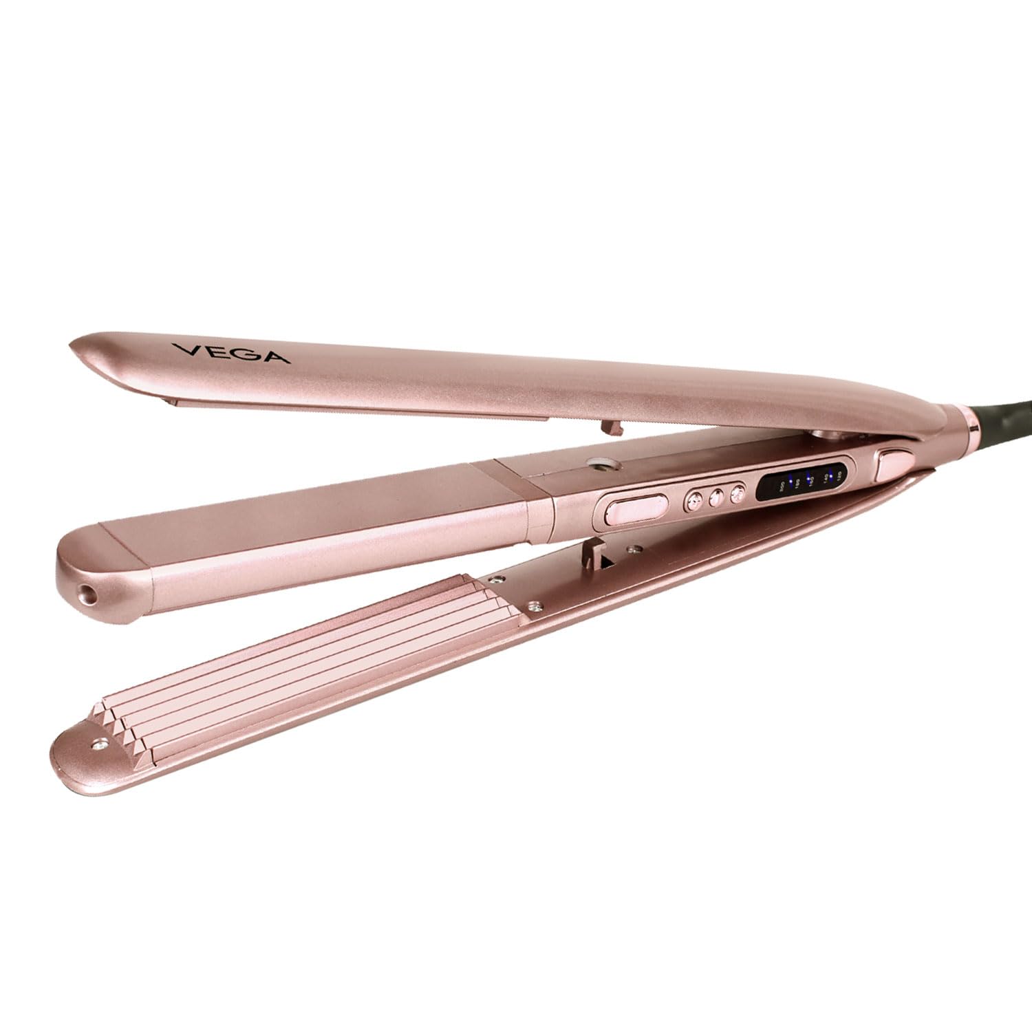 VEGA Glam Glitz 2 In 1 Hair Styler, Straightener & Crimper with Keratin Infused Plates & 5 Temperature Settings Rose Gold, (VHSC-04)