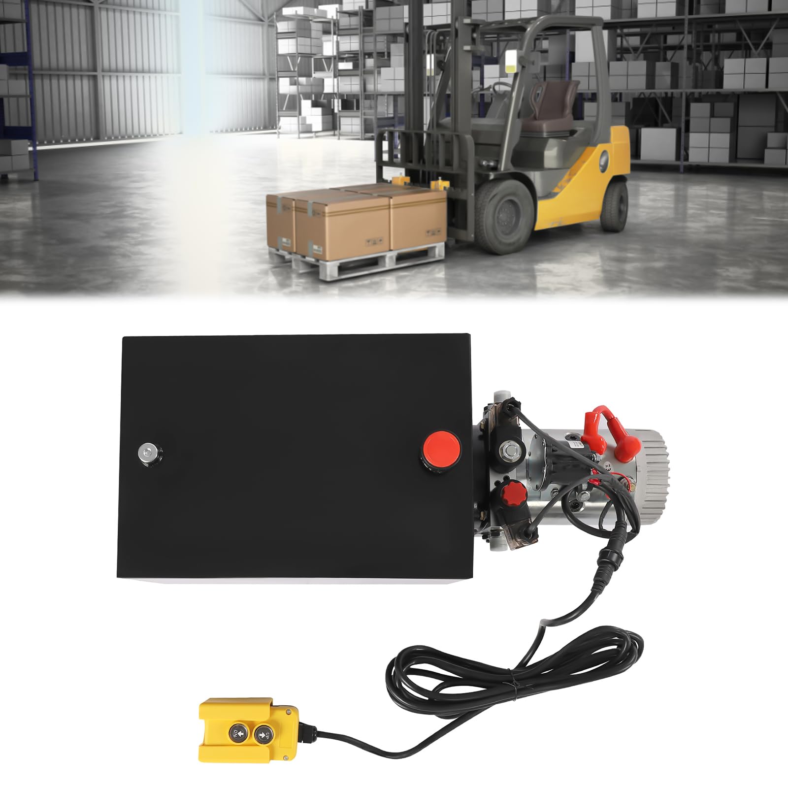 Hydraulic Power Unit, 20 Quart Hydraulic Pump with 4.5 Meter Wired Control Handle, DC12V 16MPa Double Acting Pump, Steel Hydraulic Electric Pump for Electric Forklift Trucks, Lifting Platforms
