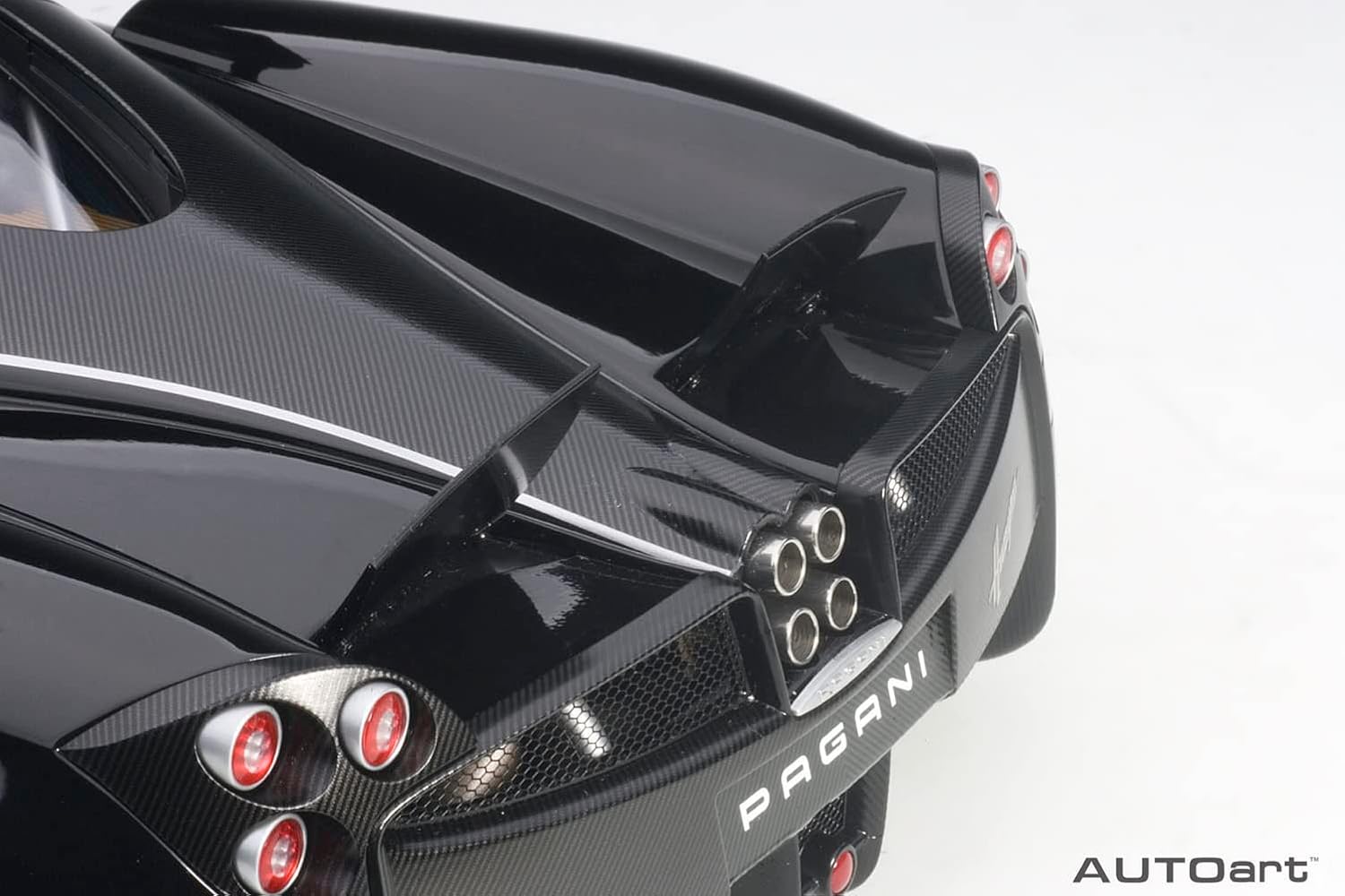 Autoart Pagani Huayra Gloss Black with Silver Stripes and Silver Wheels 1/12 Model Car