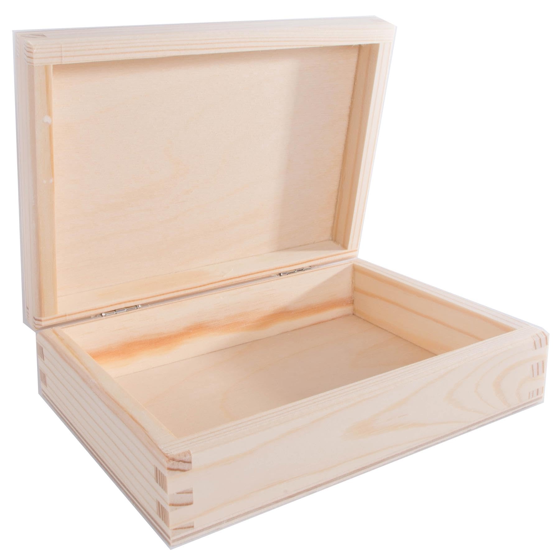 Woodeedoo Natural Small Shallow Wooden Storage Box With Hinged Lid – 17.5 X 13.5 X 5 Cm – Unpainted Pine Craft Box For Trinkets Keepsakes Décor Painting Staining Decoupage Diy Gift Projects