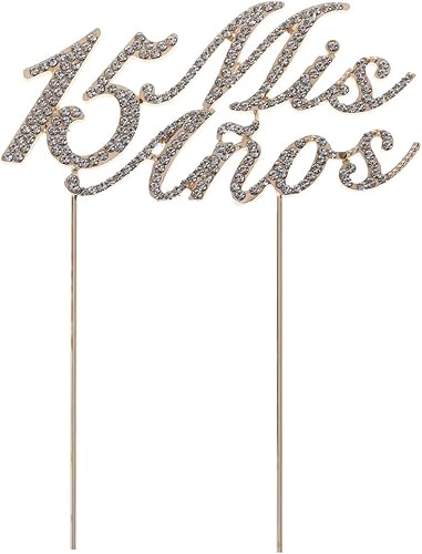 Número brillante 15 letras de Mis Anos decoración para tartas con diamantes de imitación para cupcakes suministros de decoración de fiesta de