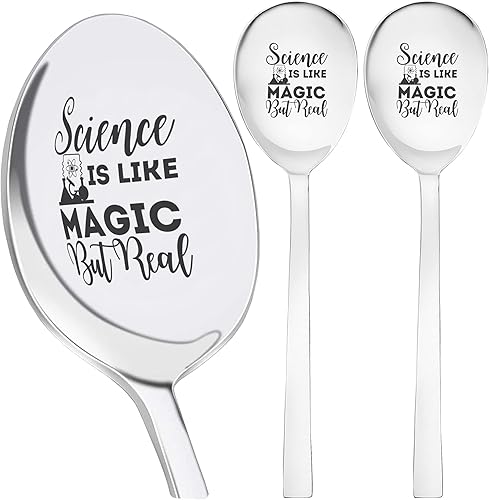 science is like magic but real student teacher or scientist Spoon Engraved Stainless Steel 3Pcs