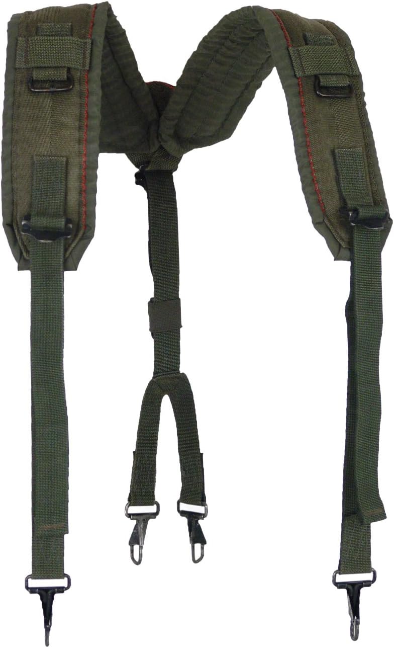 Military Outdoor Clothing Previously Issued US GI OD LC-2 Nylon Suspenders, OD Green, Small/XX-Large