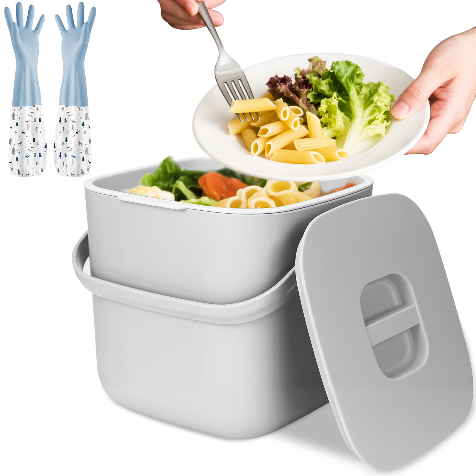 Pattumiera Biologica da Cucina,Bidone per Compost da Cucina,Piccolo Contenitore per Rifiuti con Coperchio,Pattumiera Umido,Lavabile in Lavastoviglie,Cestino per La Spazzatura