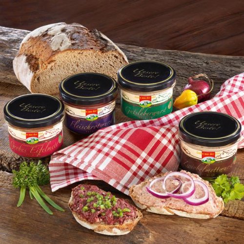 Herzhaftes für eine Brotzeit. Schlemmerpaket mit 4 köstlichen Fleischspezialitäten. (1 Packung)