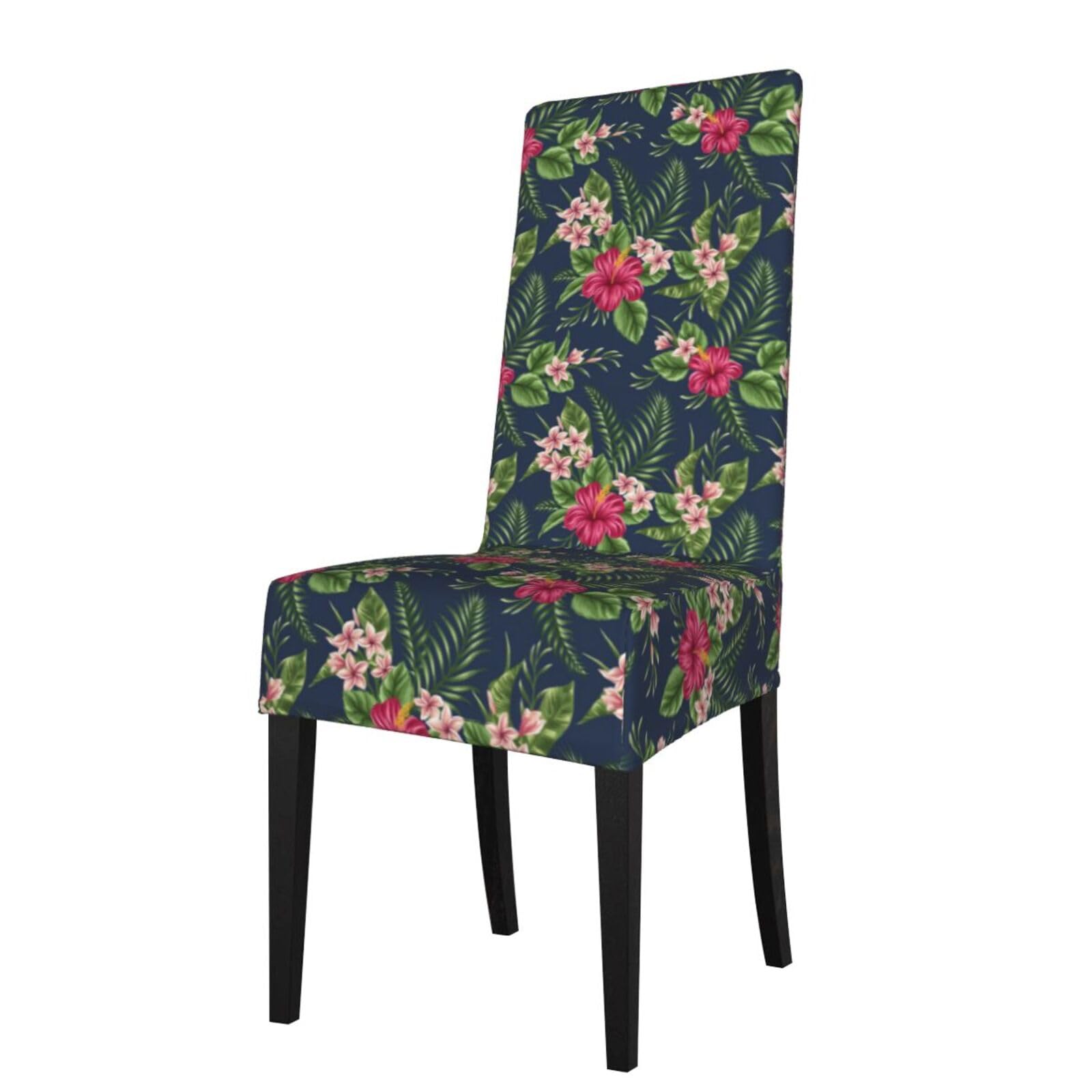 LKYMOH Hibiscus And Plumeria, Chair Covers Stretch Chair Slipcovers for Dining Room, for Party Pet Protection Universal Fit Soft Polyester