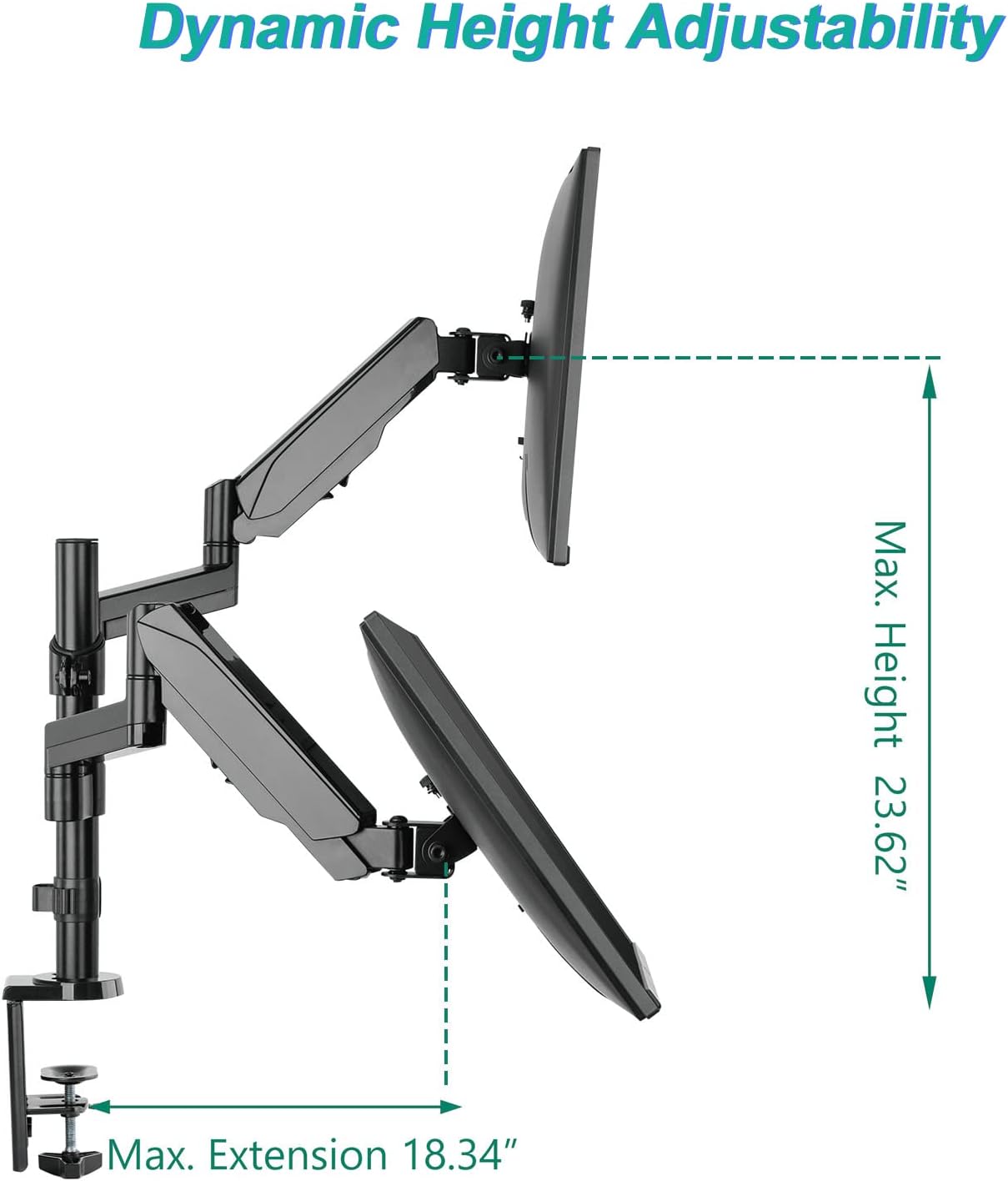 🛒 Crazy Deals WALI Premium Dual LCD Monitor Desk Mount Fully Adjustable Gas Spring Stand for Display up to 32 inch, GSDM002, (Black)